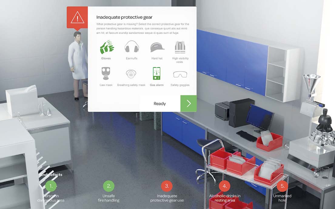 A layout sketch of a safety game and view of its user interface created by Elomart
