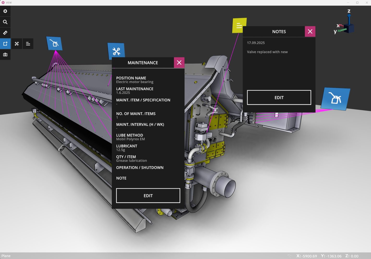 User interface of the View tool
